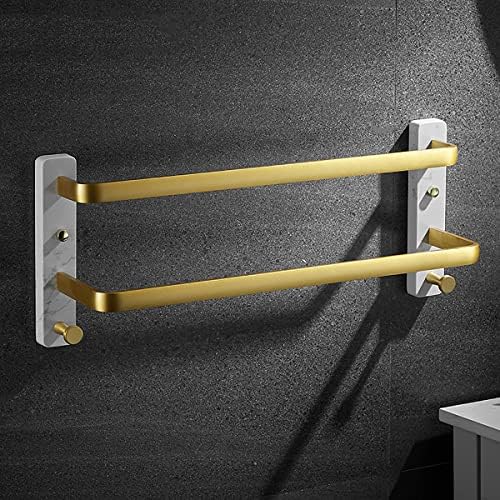 Natural Marble Towel Bar with Brushed Gold Finish Rust-Resistant Easy to Install