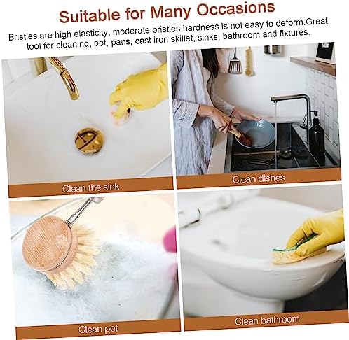 KOMBIUDA Sisal Dish Brush for Kitchen and Wok Cleaning