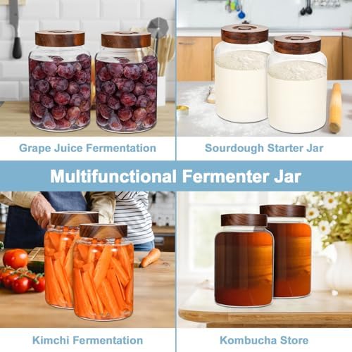 Wide Mouth Glass Jars for Fermenting Preserving 60oz Capacity