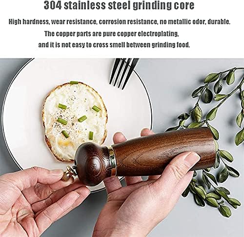 Adjustable Wooden Pepper Mill Set with Stainless Steel Core