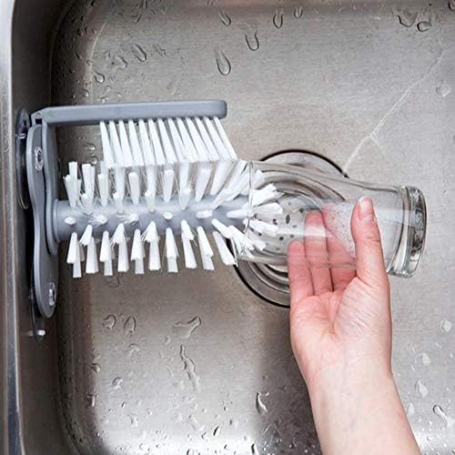 Glass Cup Washer with Suction Cup Brush for Home Use