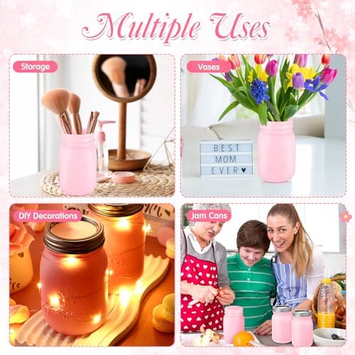 Uiifan 10-Piece Pink Canning Jars for Preserving DIY and Likely Use