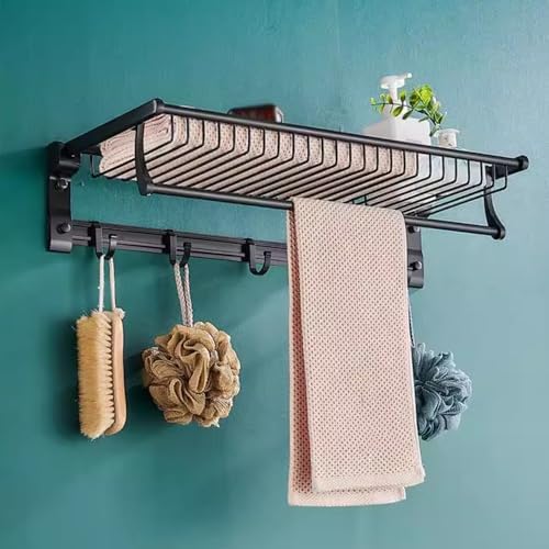 Space-Saving aluminium towel rack elegant black design for bathroom organization