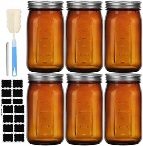 Amber Glass Mason Jars Preserve Canning with UV Protection