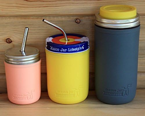 Mason Jar Pint Half 24oz Silicone Sleeves for Pint Jars
