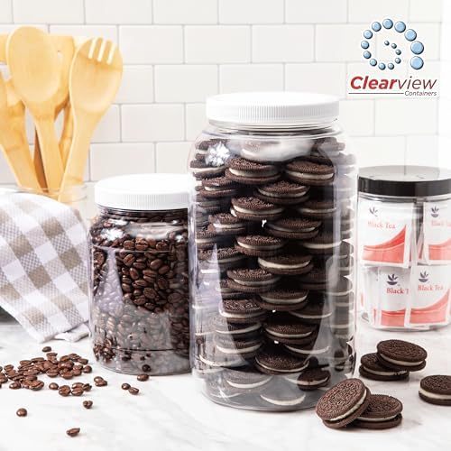 12 Pack 16 Ounce Clearview Plastic Pint Jars with Leak Proof Lids