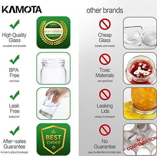 KAMOTA 12 Oz Mason Jars with Silver Lids and Bands 20 Pack 1