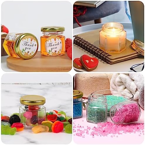 EkkoVla 30-Piece Elegant Glass Honey Jar Set with Gold Lids