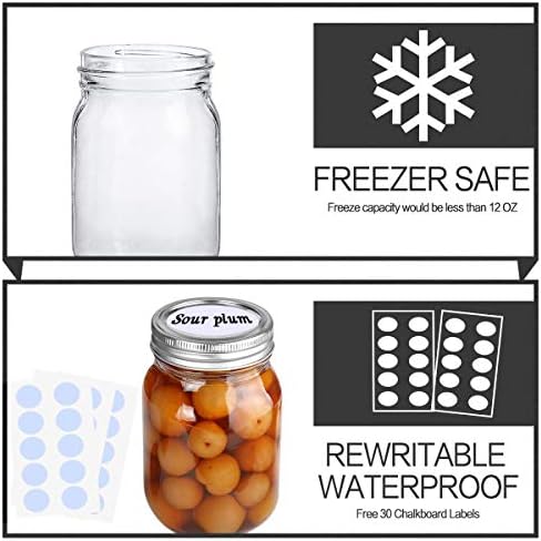 KAMOTA 12 Oz Mason Jars with Silver Lids and Bands 20 Pack 1