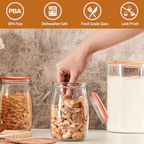 32oz Wide Mouth Mason Jars Set of 4 with Airtight Lids