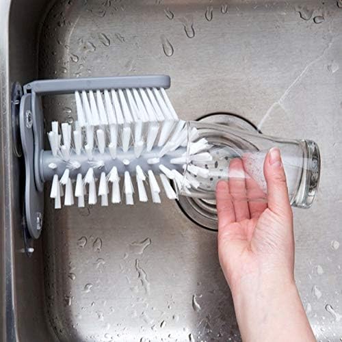 Portable Rotating Wall Suction Glass Cup Cleaning Brush