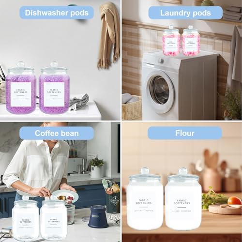 2 Pack Glass Jars for Laundry Room Storage