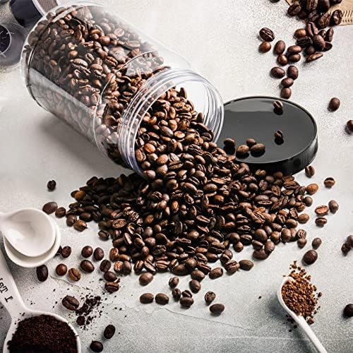 Fasmov 9 Pack 32 Oz Plastic Jars with Black Lids